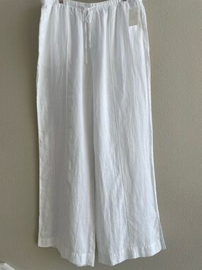 NWT Cloth & Stone White Linen Drawstring Pants XL